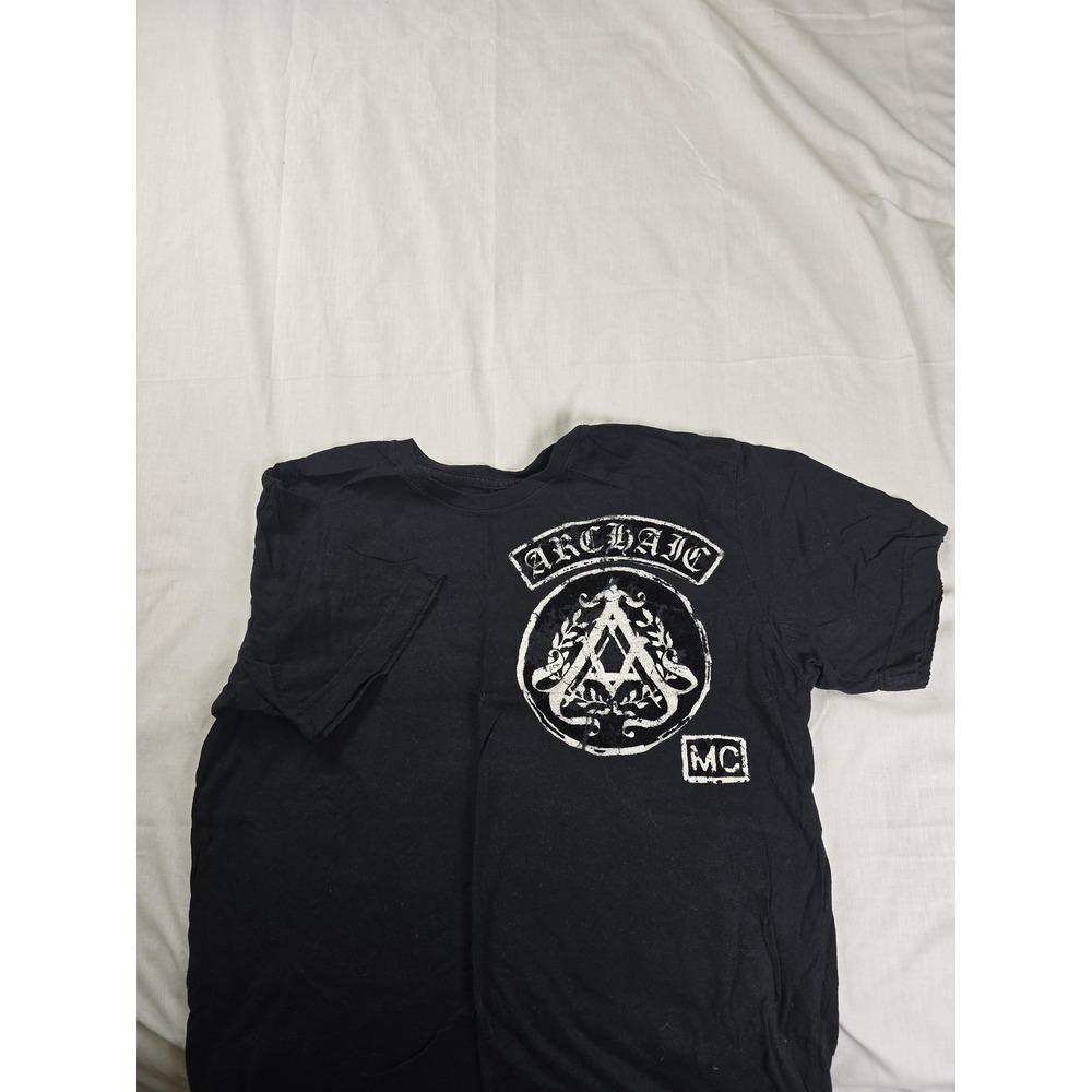 Archaic Shirt Mens Small Black Skull Crossbones Los Angeles Biker MC Graphic Tee